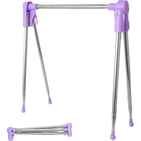 Séchoir à linge pliable - Support télescopique en acier inoxydable - Pour camping, salle de bain, terrasse, salon, voyage, appartement, balcon, arrière-cour, chambre à coucher (1/5)