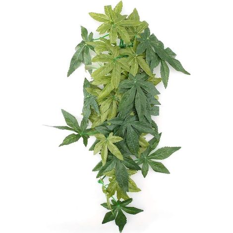 Plantes artificielles Herbe Verte en Plastique avec Ventouse pour Aquarium Reptile Terrarium Habitat boîte Ornements Extérieur De La Maison Jardin Décor (40cm) (1/5)