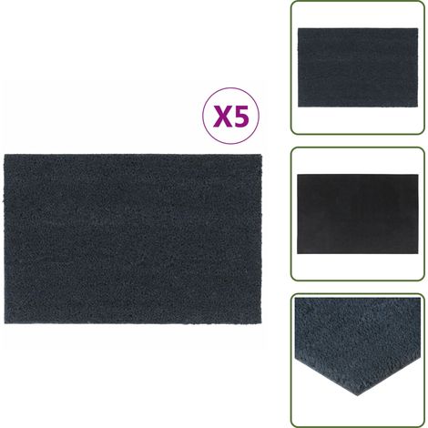 The Living Store Tapis de porte 5 pcs gris foncé 40x60 cm fibre de coco touffeté - Tapis D'entrée - Paillasson - Fibre De Coco - Tapis Exterieur - Tapis Interieur