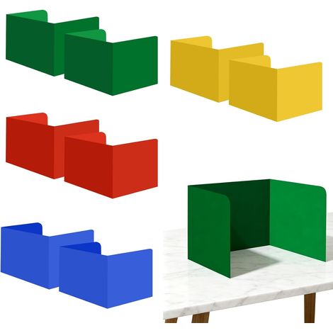 Lot de 8 séparateurs U pour écoles de Bureaux et bibliothèques  4 couleurs Brise-vue pour bureau Séparateur en forme de bureau pour étudiants (1/5)