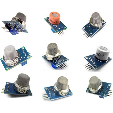 9-teiliges Gassensormodul-Set MQ-2 MQ-3 MQ-4 MQ-5 MQ-6 MQ-7 MQ-8 MQ-9 MQ-135 Gassensor-Starterkit