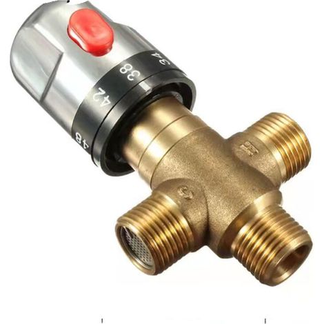 SABIR Mitigeur thermostatique,mitigeur thermostatique en laiton massif à 3 voies Robinet de réglage de la température pour système de douche (1/5)