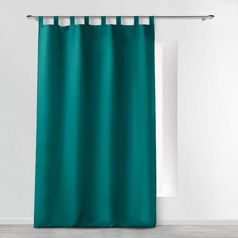 Rideau à passants 140 x 260 cm – Polyester Uni – Essentiel Bleu paon (1/4)