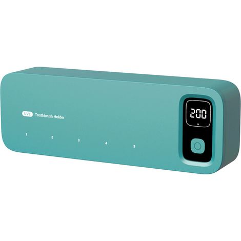 Stérilisateur brosses dents UV vert turquoise, désinfection séchage auto, support électrique mural sans perçage, chargement séchage air libre (1/5)