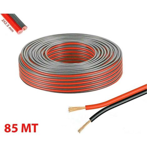 Câble Audio Bipolaire Skein 85mt Pour Les Haut-parleurs Rouge Et Noir De Plante Stéréo 2x2.5 Mm (1/2)