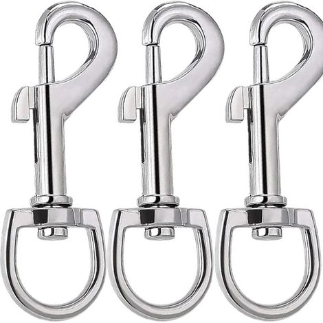 Mousquetons Rotatifs Inoxydables 82 mm Lot de 3 Crochets à Clipser 360° pour Laisse Chien, Sacs, Clés Accessoires DIY Résistants, Antirouille, pour Gros Chiens (1/5)