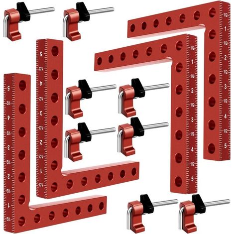 Abrazadera de 90 grados, abrazadera para gabinete, soporte angular de aluminio de 14 x 14 cm (5,5 x 5,5 pulgadas), herramienta para carpintería, abrazadera de ángulo recto, abrazadera para cajón, abra (1/4)