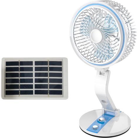 Ventilateur De Bureau Solaire - Lampe LED Intégrée - Rotation 360° - Silencieux - Pour Bureau Intérieur (1/5)