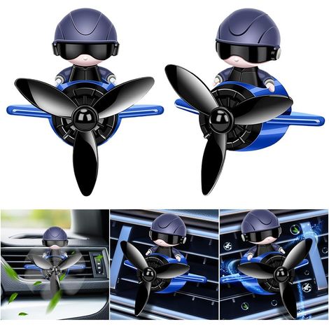 Lot de 2 désodorisants d'air pour voiture, clips de ventilation, motif avion de pilote, avec pastilles parfumées - accessoires personnalisés pour les grilles d'aération, ornement d'aromathérapie pour (1/5)