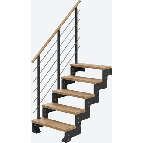 Dolle Modultreppe Gardentop Innen Eiche 5 Stufen 90-110cm Geschosshöhe 75cm Stufenbreite inkl. Geländer (1/4)