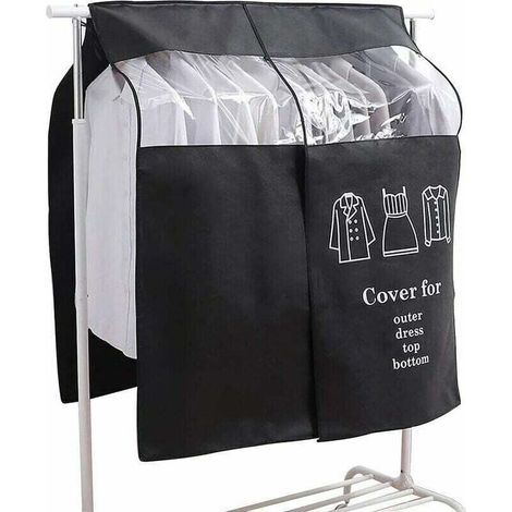 Housse Protège Housses de Vêtements 90 × 110cm Housse de Anti-Poussière Protection Portant Universelle Garment Covers (Noir) (1/4)