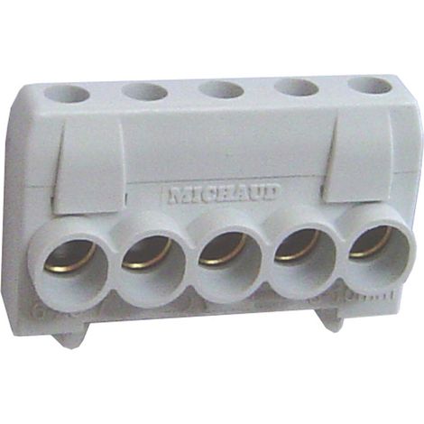 Michaud – Bornier 5 entrées/sorties 6-25mm² – Connexions sécurisées – Pour installations électriques professionnelles – Couleur gris (1/2)
