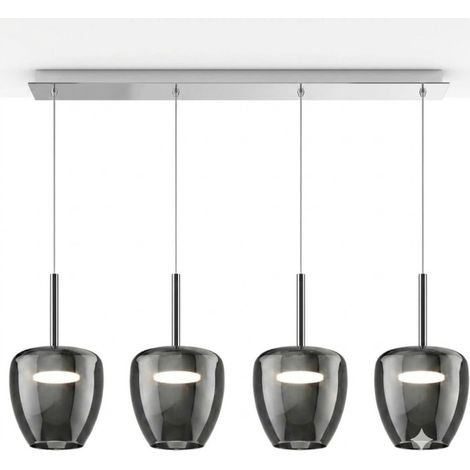 Lampadario moderno top light kylie 1236 4p + r80x4r4 cr gx53 led metallo vetro pirex, vetro fumè (1/5)