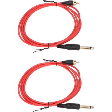 Lot de 2 câbles de transfert tatouage 5,9 pi, interface RAC, cuivre silicone rouge, cordons professionnels pour machine à tatouer (1/5)