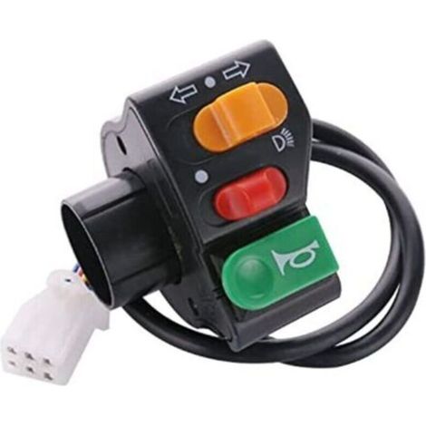 Bouton Moto Phare,LED Moto Interrupteur Guidon Bouton Moto On/Off 3 en1,clignotant moto led, éTanche Klaxon,Phare Antibrouillard,Multifonction Bouton Éclairages et Composants (1/4)