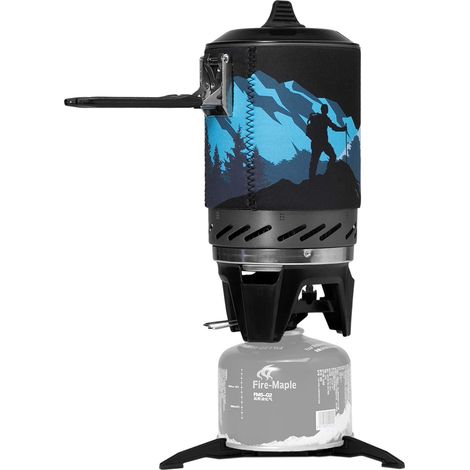 Fixed Star 2 Réchaud de Camping à Gaz Ultra Léger en Métal Système de Cuisson Réchaud Randonnée 2200W Noir Four à gaz propane portable avec support d'allumage piézoélectrique et support (1/5)