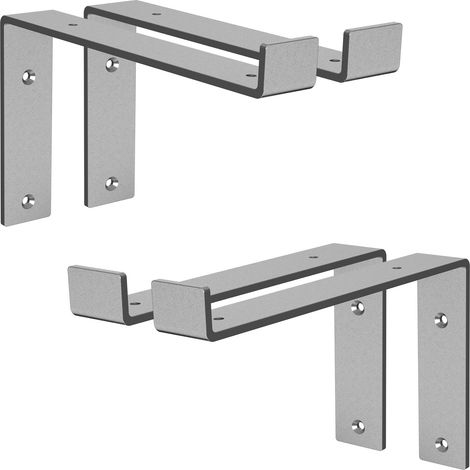 ML-Design 4 Stück Regalhalterung 25x4x14,5 cm, Grau, aus Metall, 10 Zoll Regalhalterungen, Industrielle Regalwinkel, Regalträger für Wandmontage, 90Grad Wandhalterung, L-Form Wandregal, mit Schrauben (1/5)