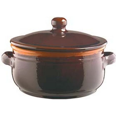 1PZ tegame in terracotta brunella con coperchio - cm.24