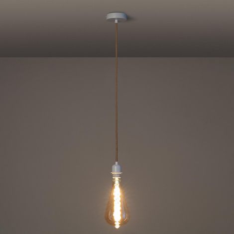 Lampada a Sospensione con Cavo Tessile Naturale e Bianco Naturale (1/5)