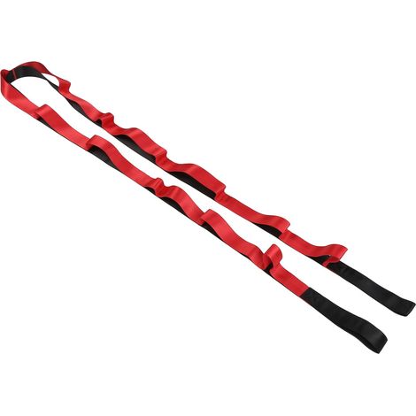 12-Schlaufen-Yoga-Stretchgurt aus Nylon, nicht elastisch, für Yoga, Pilates und Gymnastik, Rot (1/5)