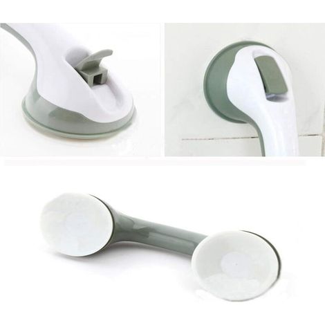 2 PCS Ventouse de Poignée Douche, Poignée de Baignoire en Plastique (Aucun Perçage Requis), Pour Salles de Bain, Enfants et Personnes Handicapées (Gris Clair) (1/3)