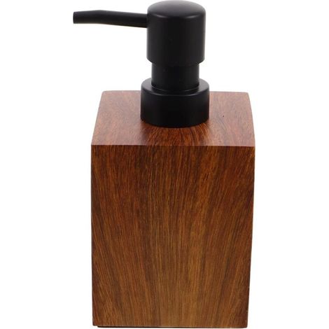 Bardusch-Distributeur résine effet bois noyer 400 ml, rechargeable, polyvalent pour lotion, savon mains ou cuisine (1/5)
