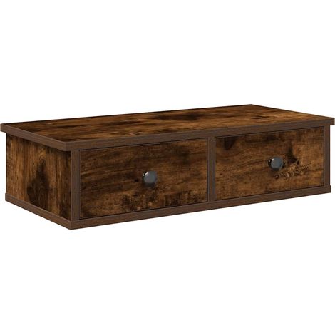 Maison Exclusive - Wandregal mit Schubladen Räuchereiche 60x28x15