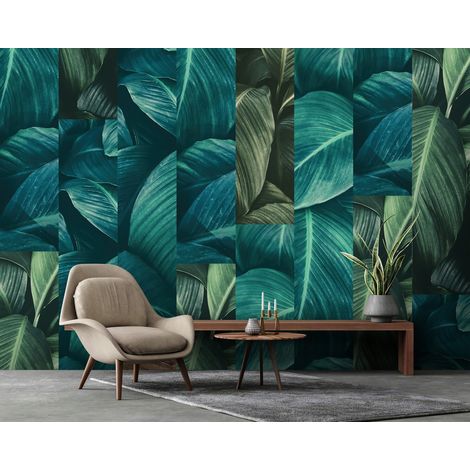 Wallarena Vliestapete Grüne Blätter, für Wohnzimmer, 10 m x 50 cm – inkl. Kleister & Anleitung