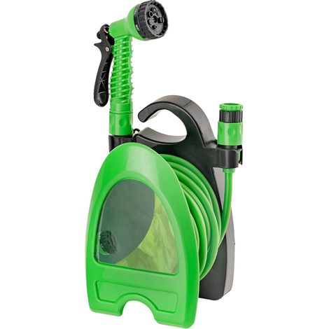 Tuyau Extensible Jusqu’à 10 mètres, Tuyau Enrouleur avec Rouleau et Fixation Murale, arrosage, arrosage, Lavage et Nettoyage, Pistolet 7 Jets