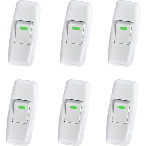 6 Pack Interrupteur Lampe, Interrupteur Torpedo, Ligne Cordon Interrupteur, Interrupteur Lampe de Chevet, Interrupteur à Bascule en Ligne pour Lampe de Table de Chevet Remplacement du Bouton