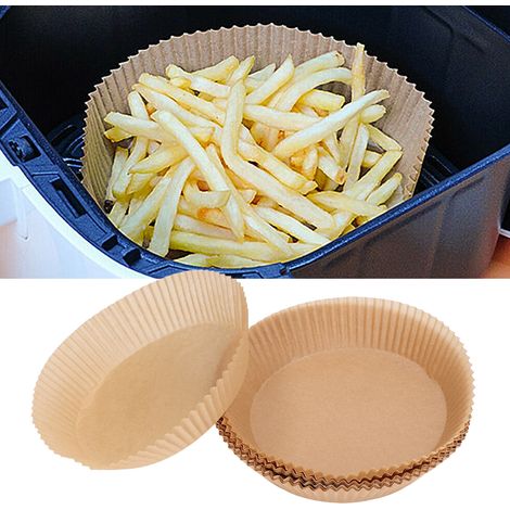 50 feuilles rondes de cuisson non adhésives pour friteuse, four et micro-ondes - Papier résistant pour une cuisson saine et sans gras