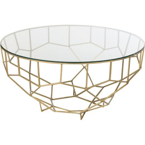 Table Basse Design en Verre "Moza" 90cm Or (1/5)