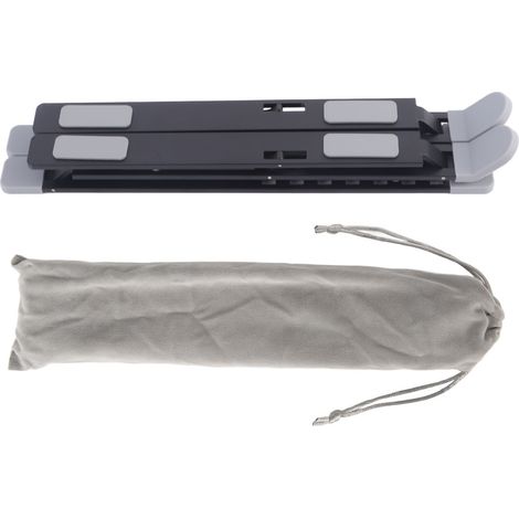 Support d'ordinateur portable réglable, support de bureau pliable double, élévateur en aluminium pour PC, dissipateur de chaleur, noir (1/5)