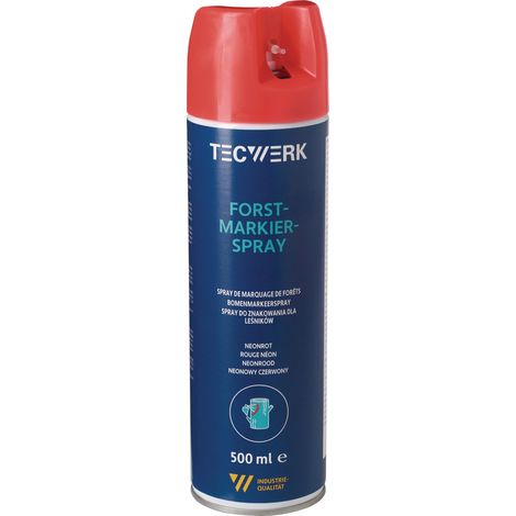 Spray de marquage forestier rouge néon 500ml bombe aérosol TECWERK (1/2)