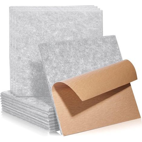 Pack of 12 Acoustic Panels, Self-adhesive Square, High Density, Grey, For Wall and Ceiling (1/5)