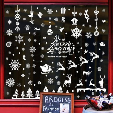 Autres décorations de Noël, décorations de vitrines de Noël, décorations de vitrines de Noël, autocollants pour vitrines, décorations autocollantes en PVC pour vitrines de magasins (1/5)