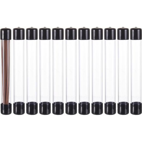 10 Tubes en Plastique Transparent avec Bouchons 2.8x20cm Longs Tubes de Rangement Rigides Transparents Portables pour Bâtons d'Encens Perles Stylos Artisanat Rangement de Petits Objets (1/5)