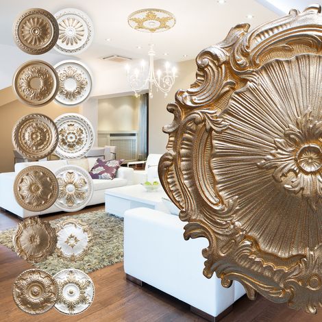Rosone in polistirolo - decorazione interna, stucco per soffitti EPS - oro: R-07 - Ø 40 cm, super oro (1/5)
