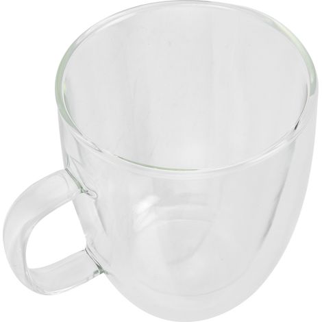 Doppelwandiges, transparentes Kaffeeglas mit Henkel, 250 ml Becher für Milchtee, heiße oder kalte Getränke (1/5)