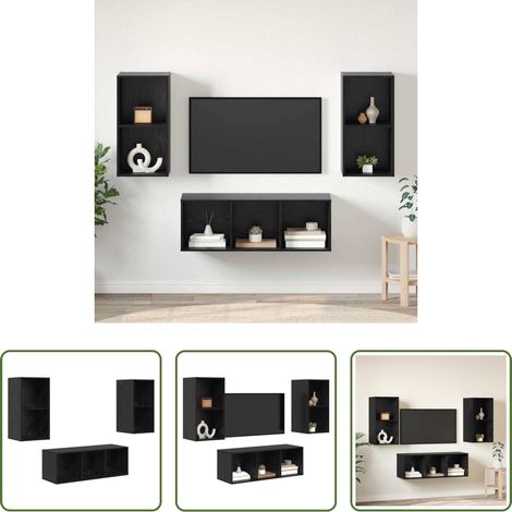 vidaXL Rangement salon - Ensemble meuble TV 3 pcs Chêne noir Bois d'ingénierie (1/5)