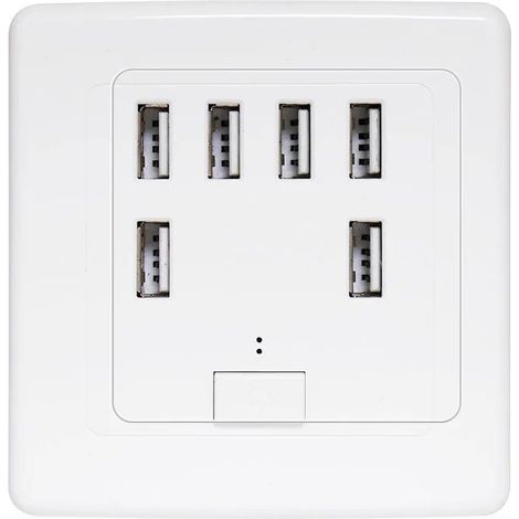 1 prise murale universelle USB, 6 ports, 220 V, 4,5 A, type 86, blanche (1/5)