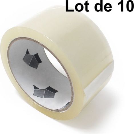 Lot de 10 Rubans Adhésifs 66 m 50mm de large Déroulage Silencieux : Robuste, Transparent