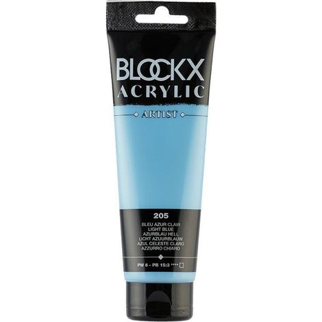 Peinture acrylique - Bleu azur clair - 205 - BLOCKX Artist - Qualité beaux-arts - Tube 120ml