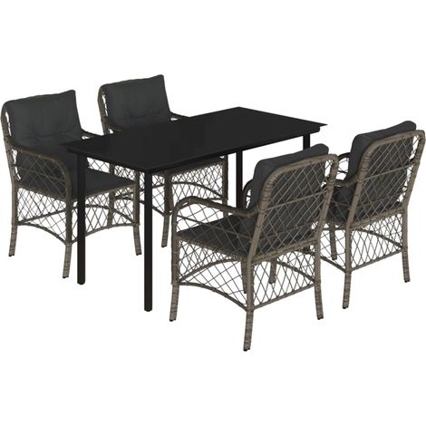 Maison Exclusive - Set comedor de jardín 5 piezas con cojines rat (1/5)