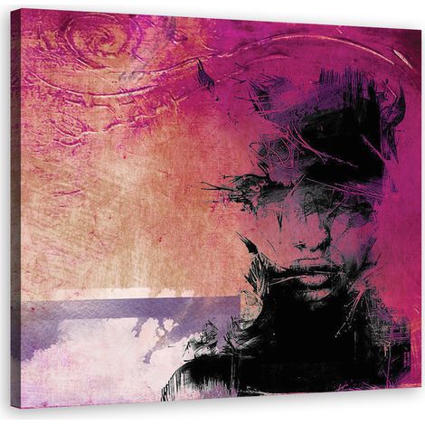 Tableau sur toile Femme Rose Aquarelle 60x60 (1/5)
