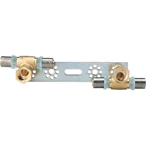 EVENES raccord a sertir pour multic., plaque montage 2 raccords 16x2mm-1/2"-16x2mm contour TH (1/2)