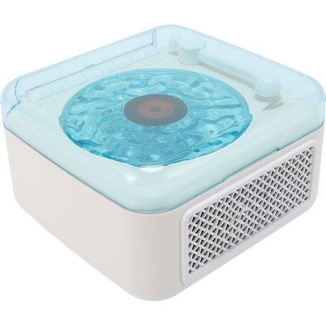Enceinte Bluetooth sans fil, petite platine vinyle, veilleuse, rechargeable par USB, enceinte de bureau Wave pour chambre ou soirée, blanche (1/5)