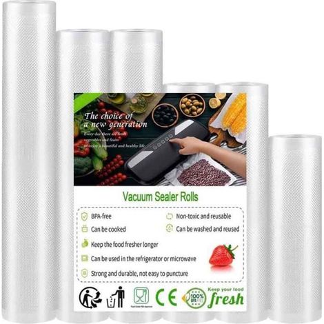 Mise sous vide Sac sous Vide Alimentaire, 6 Rouleaux Sac de Congelation Sous Vide (15+20x2+25x2+28) x 500cm (1/4)