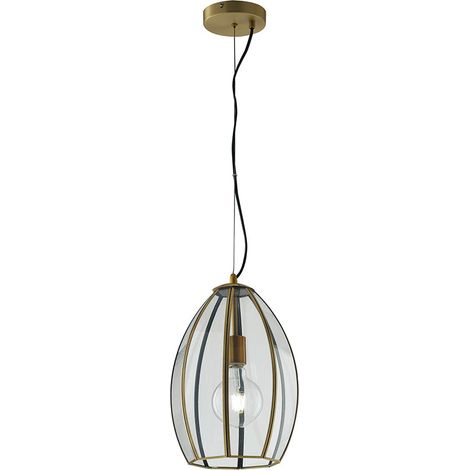 "Sospensione CHESTER in vetro con rifiniture in metallo ottone 41.5x30 cm." (1/3)