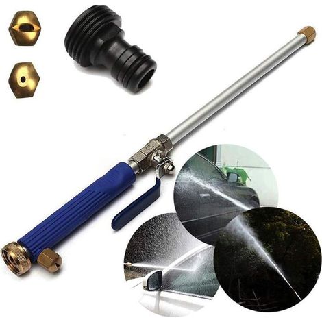 Pistolet à eau bleu haute pression pour jardin, lance à jet d'eau de 46 cm, buse de pulvérisation à débit réglable, pistolet d'arrosage pour le lavage des vitres et de la voiture, nettoyeur haute pres (1/5)